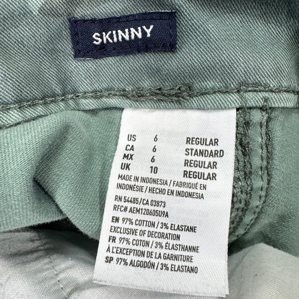 American Eagle Camo Skinny Pants Womens 6 Green Stretch Patch Pockets Military - Picture 4 of 14